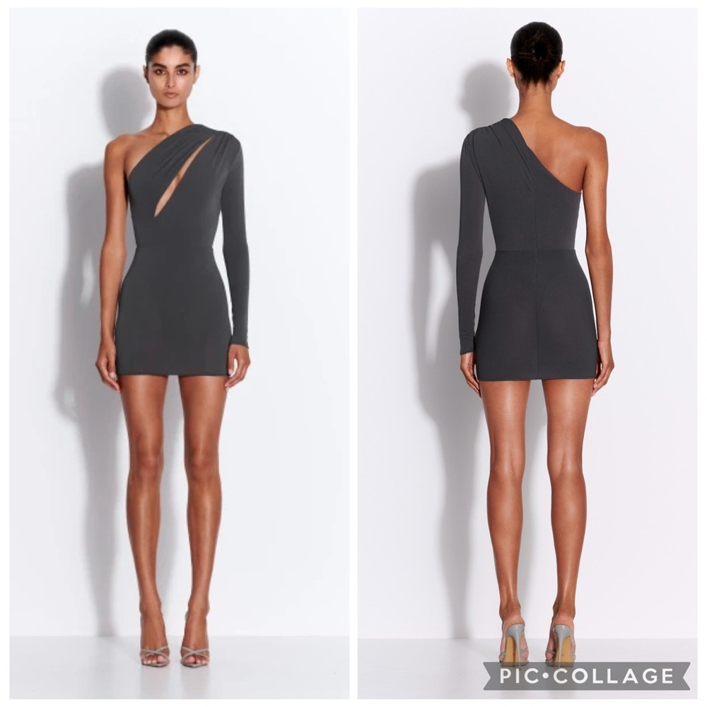 Alex Perry NWT One Sleeve Mini Dress Iron Gray